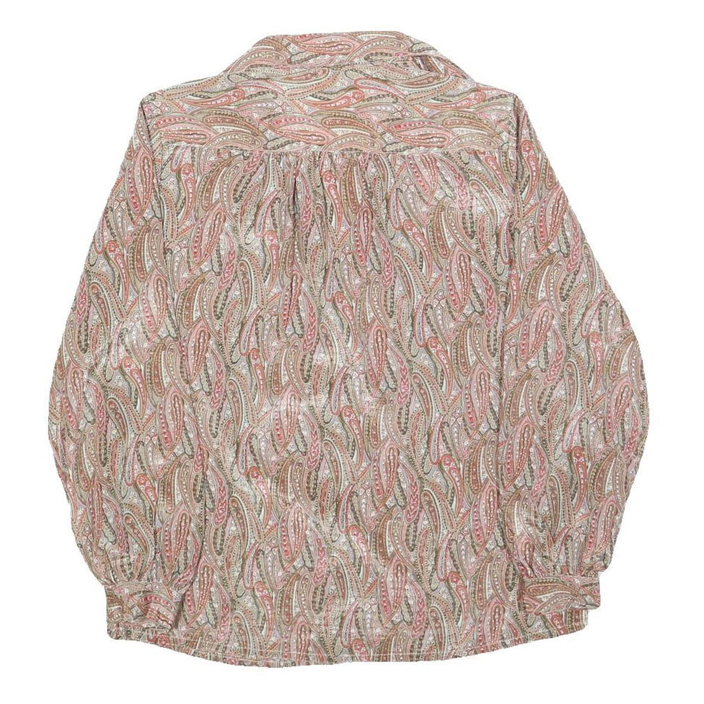 MARULINNE Womens Pink Beige Printed Blouse Long Sleeve Point Collar M