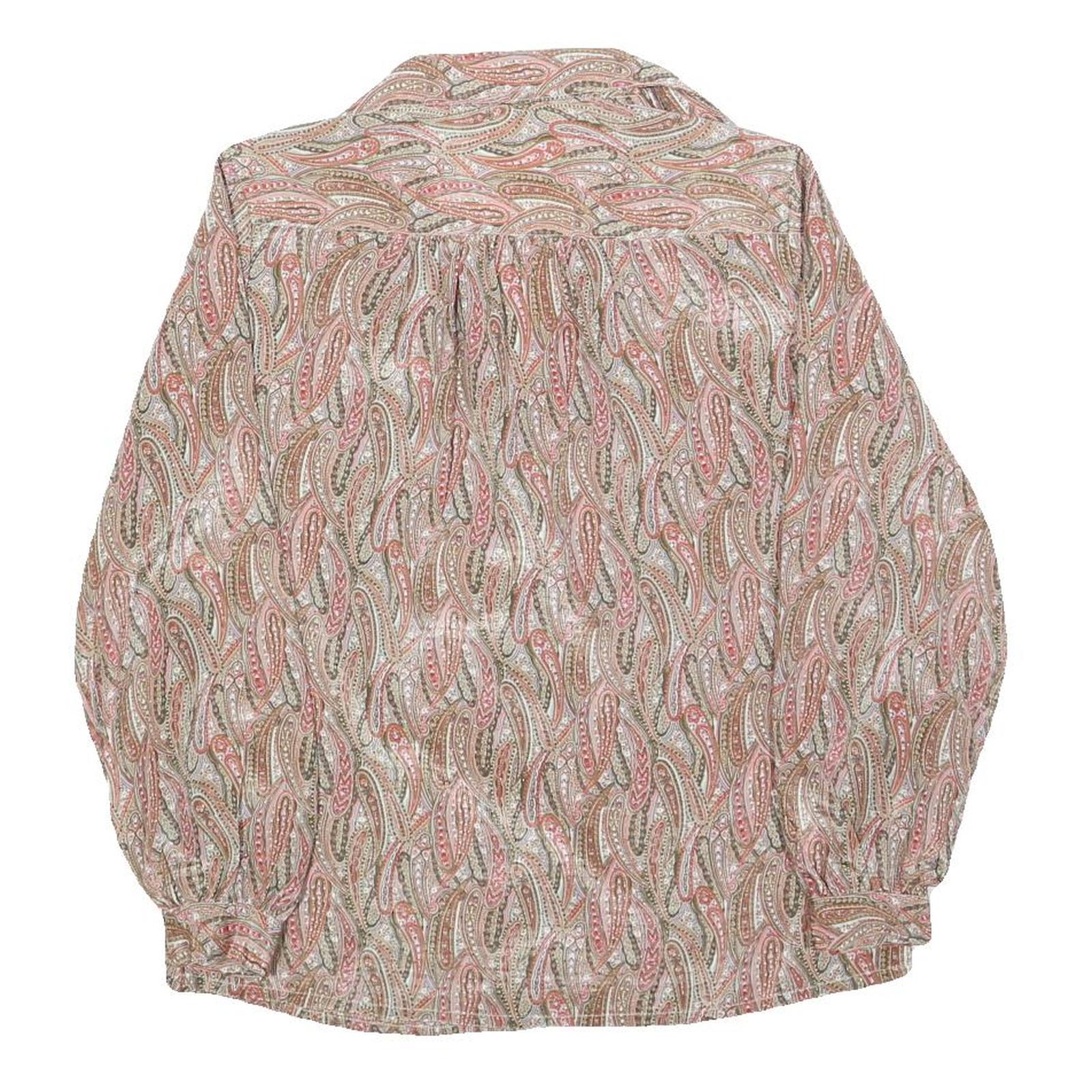 MARULINNE Womens Pink Beige Printed Blouse Long Sleeve Point Collar M