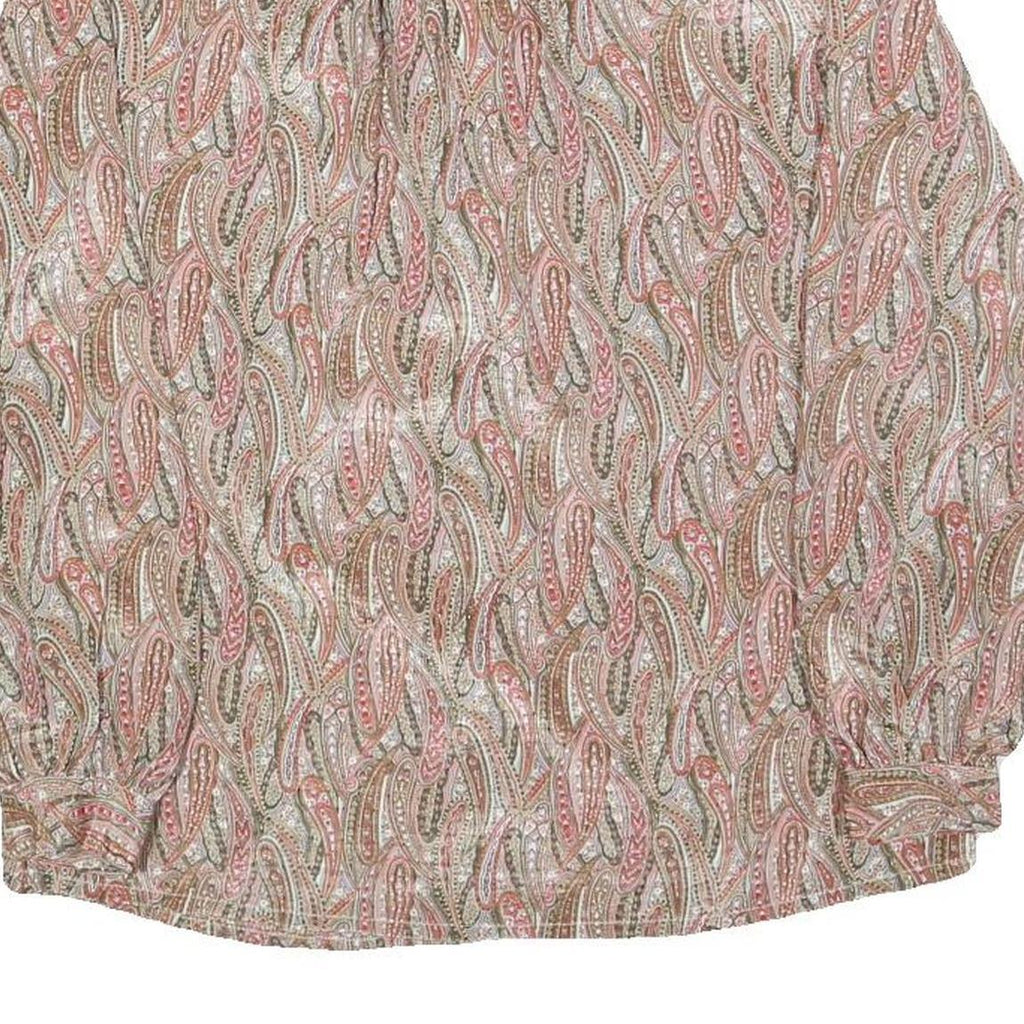 MARULINNE Womens Pink Beige Printed Blouse Long Sleeve Point Collar M