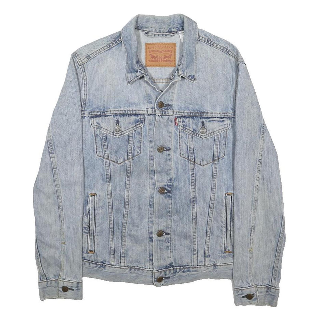 LEVI'S Mens Blue Cotton Denim Jacket S Button Front Classic Plain Casual