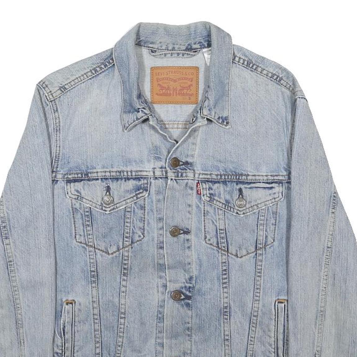 LEVI'S Mens Blue Cotton Denim Jacket S Button Front Classic Plain Casual