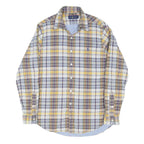 RALPH LAUREN Mens Yellow & Purple Check Shirt M Cotton Blend Casual Long Sleeve