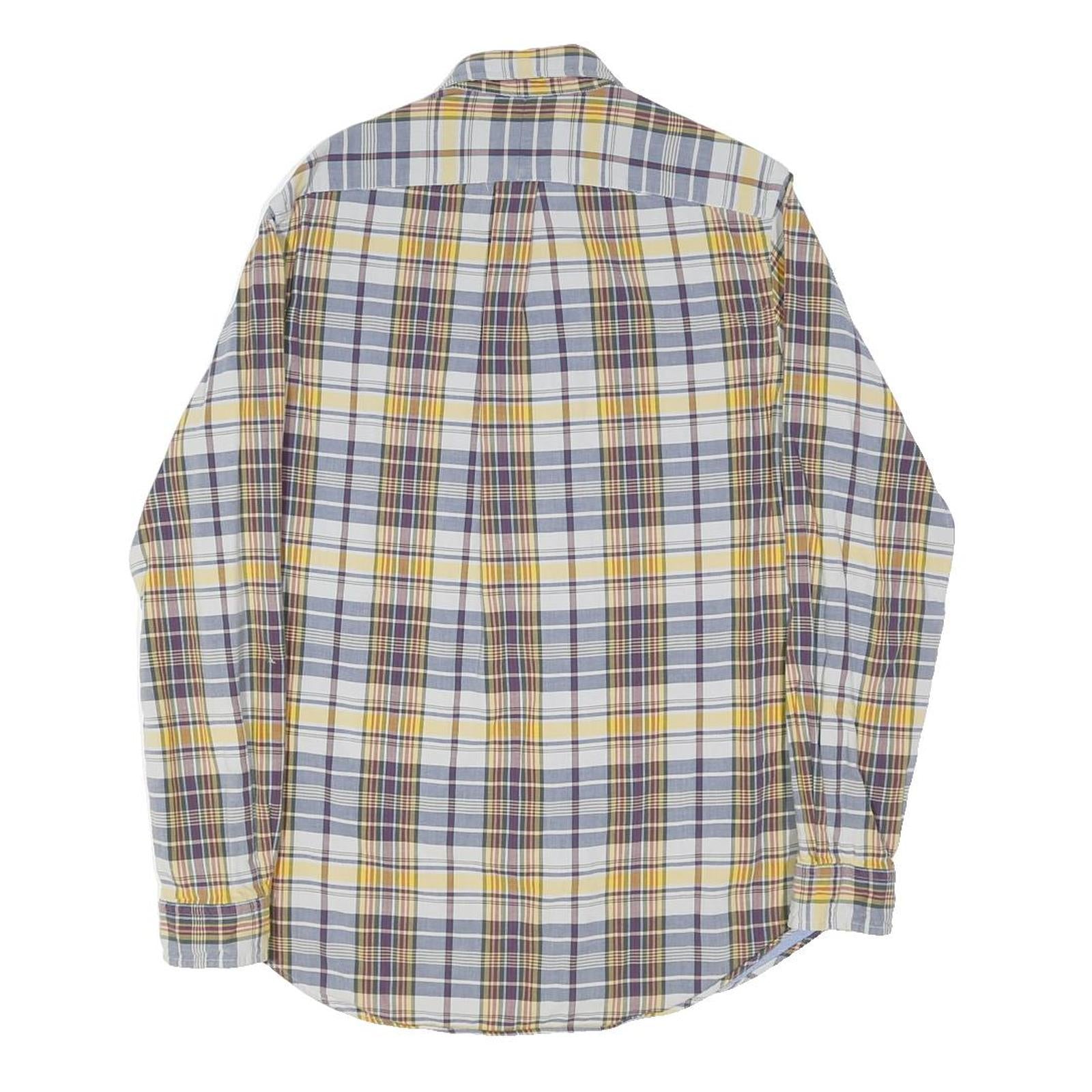 RALPH LAUREN Mens Yellow & Purple Check Shirt M Cotton Blend Casual Long Sleeve