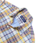 RALPH LAUREN Mens Yellow & Purple Check Shirt M Cotton Blend Casual Long Sleeve