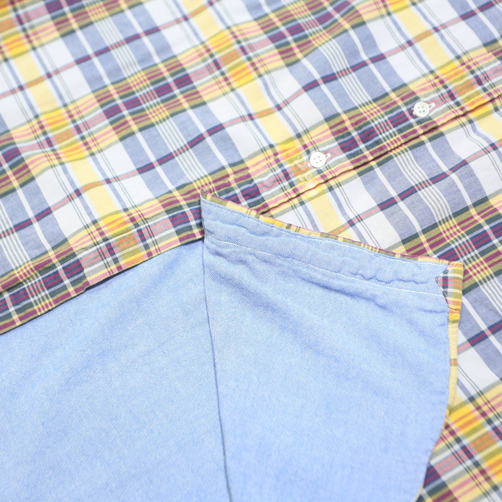 RALPH LAUREN Mens Yellow & Purple Check Shirt M Cotton Blend Casual Long Sleeve