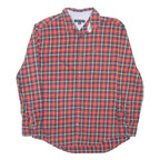 TOMMY HILFIGER Mens Red Green Check Shirt XL Classic Fit Casual Long Sleeve