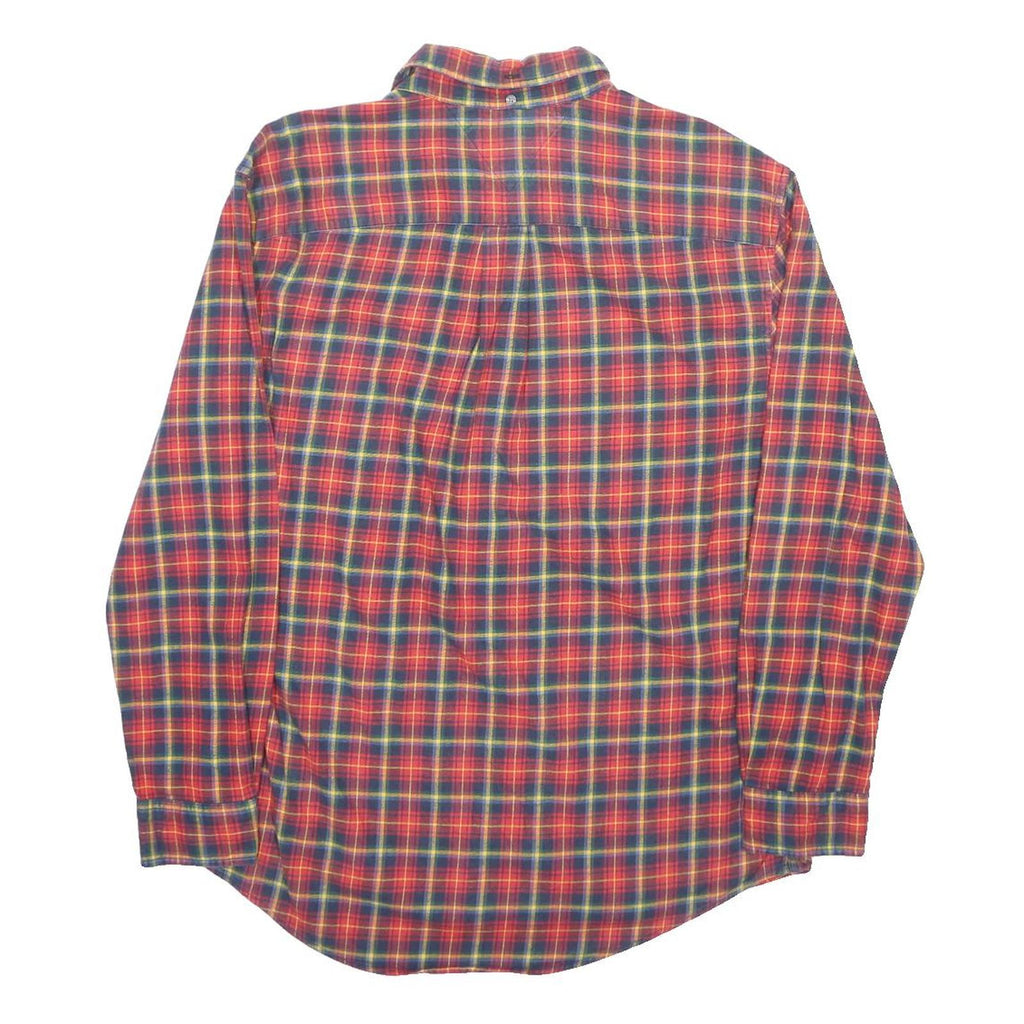 TOMMY HILFIGER Mens Red Green Check Shirt XL Classic Fit Casual Long Sleeve