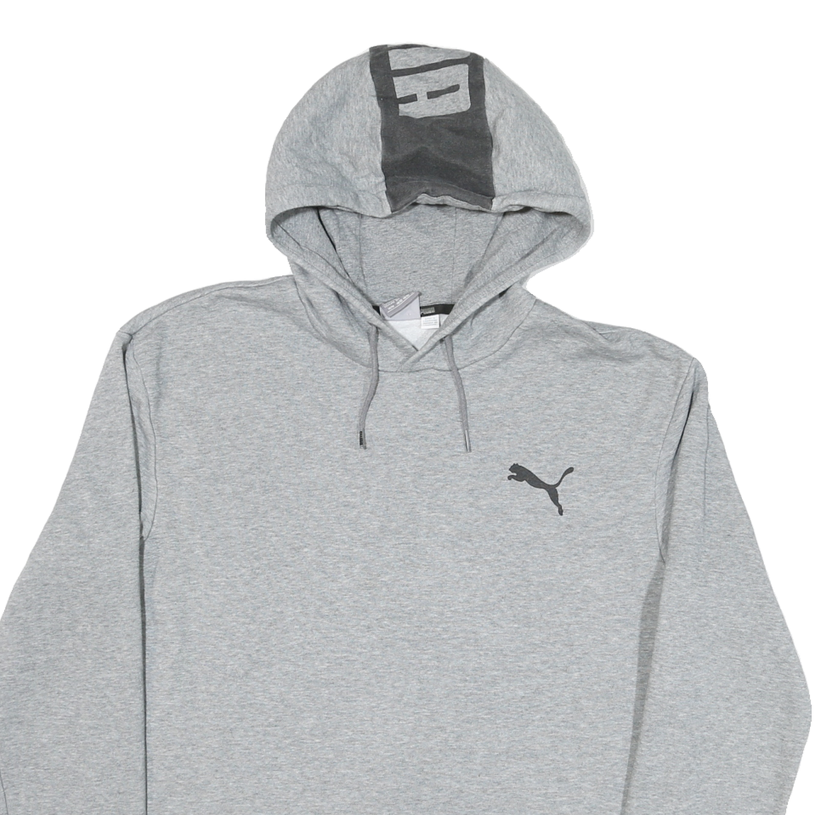 PUMA Mens Grey Cotton Blend Pullover Hoodie M Logo Print