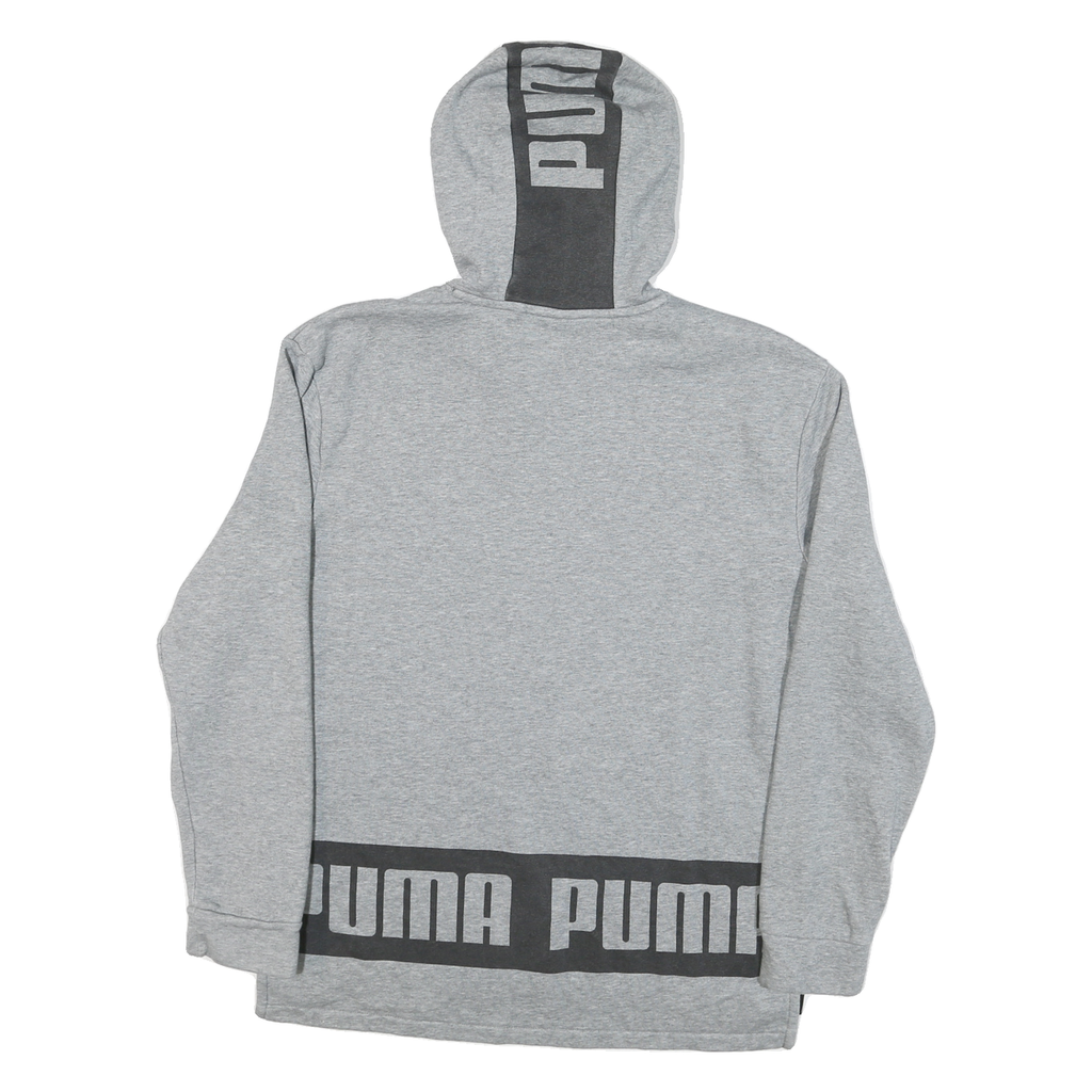 PUMA Mens Grey Cotton Blend Pullover Hoodie M Logo Print
