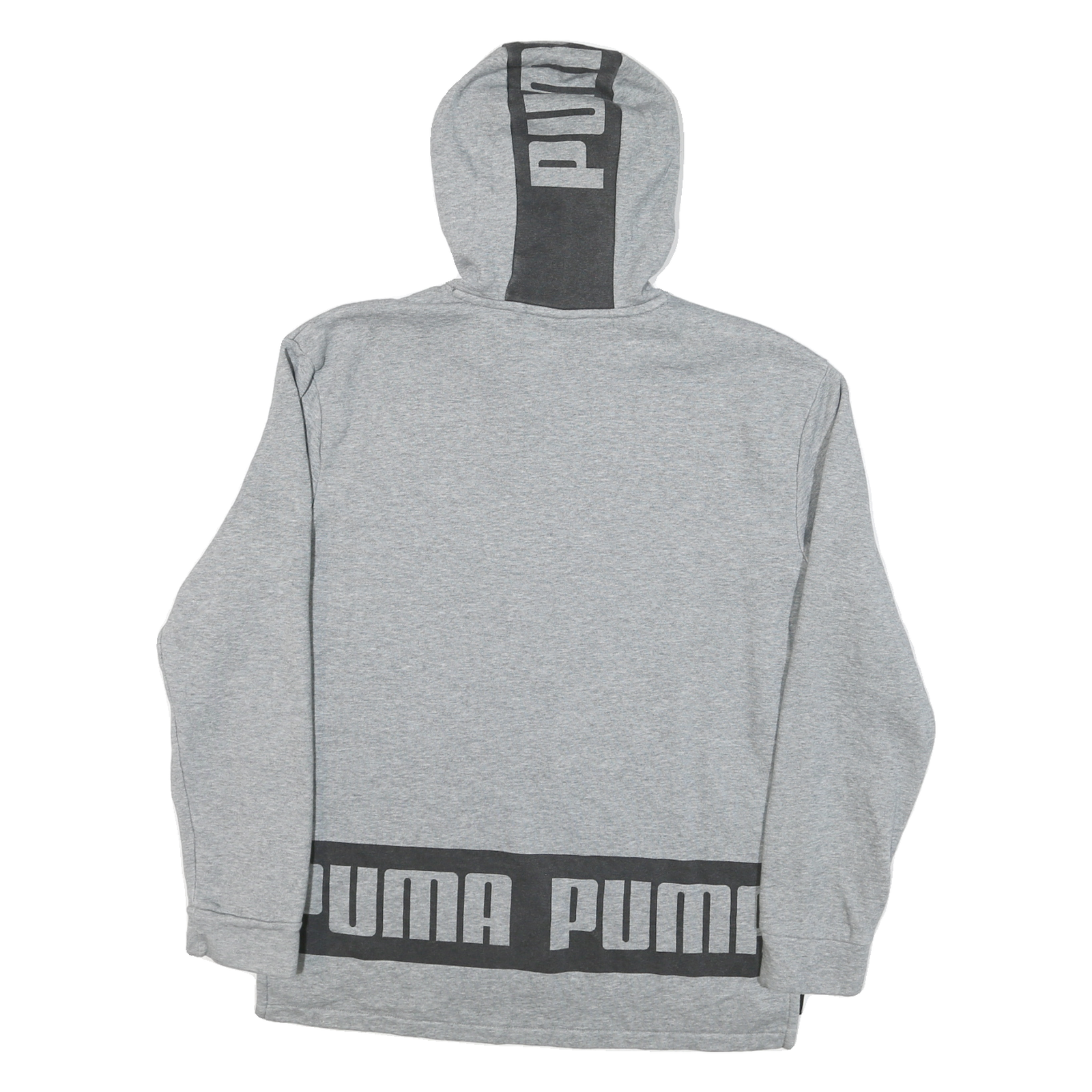 PUMA Mens Grey Cotton Blend Pullover Hoodie M Logo Print
