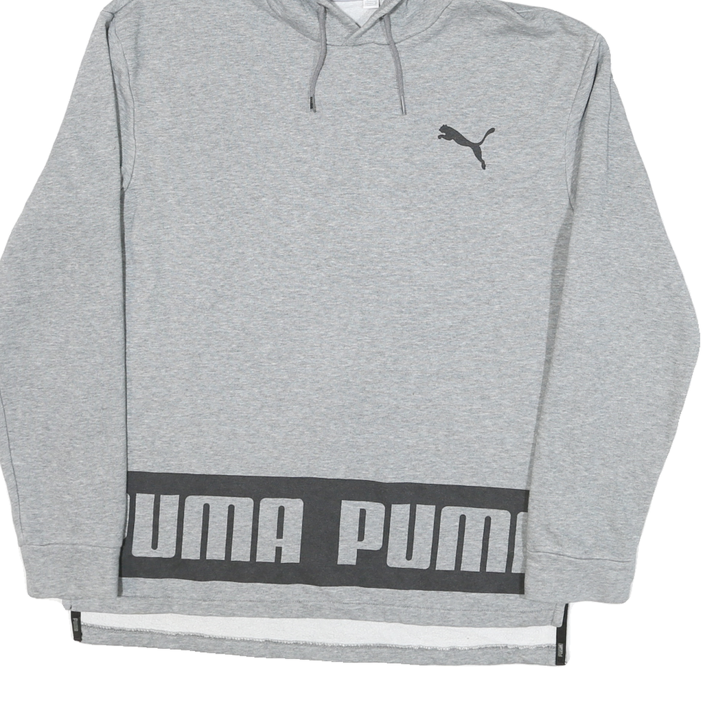 PUMA Mens Grey Cotton Blend Pullover Hoodie M Logo Print