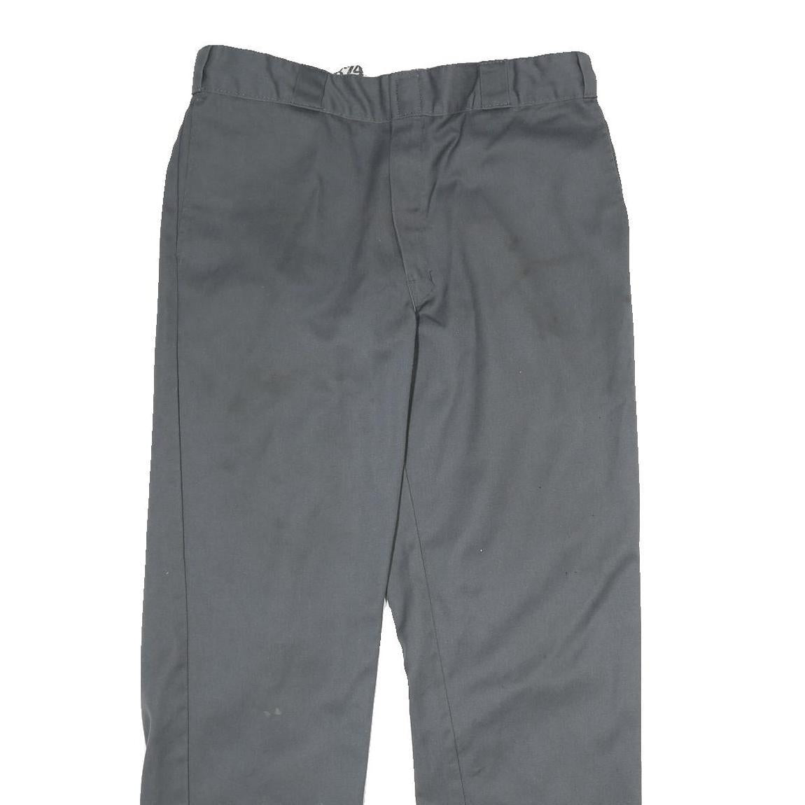 DICKIES Mens Polyester Blend Classic Grey Trousers W36 L32 Workwear Zip Closure