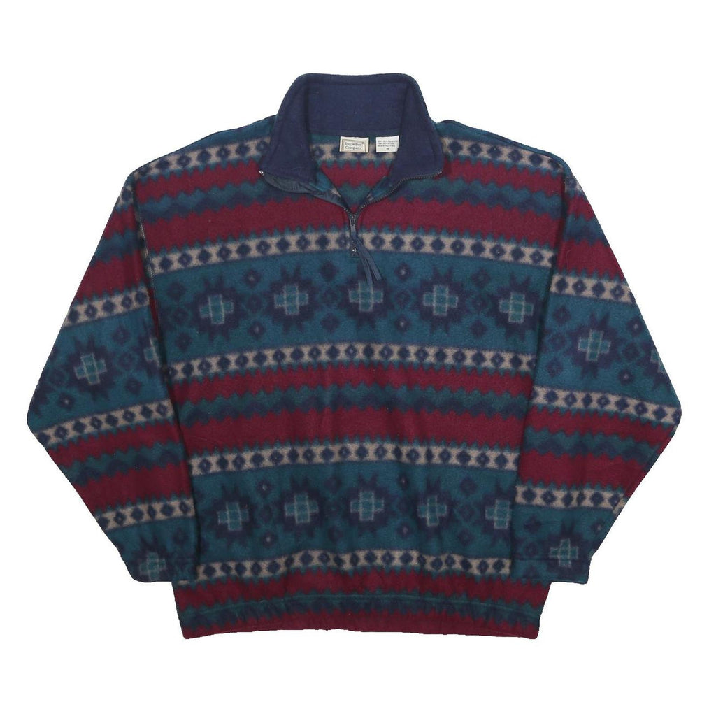 BUGLE BOY Mens Navy & Maroon Patterned Pullover Jumper M Vintage Winterwear