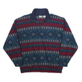 BUGLE BOY Mens Navy & Maroon Patterned Pullover Jumper M Vintage Winterwear