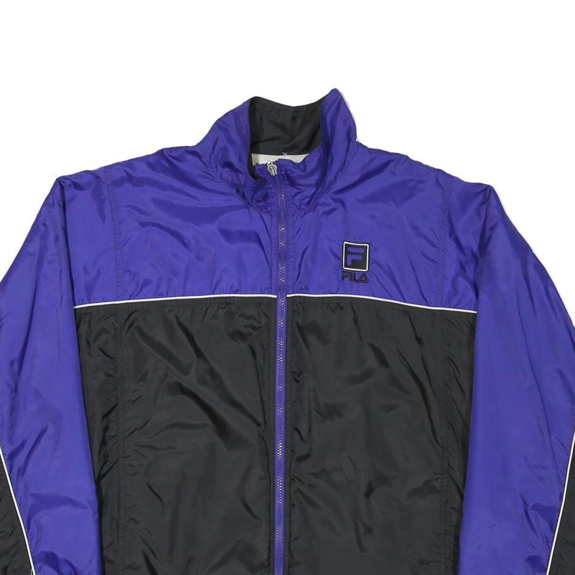FILA Mens Purple & Black Polyester Blend Track Jacket XL Zip Plain Sportswear