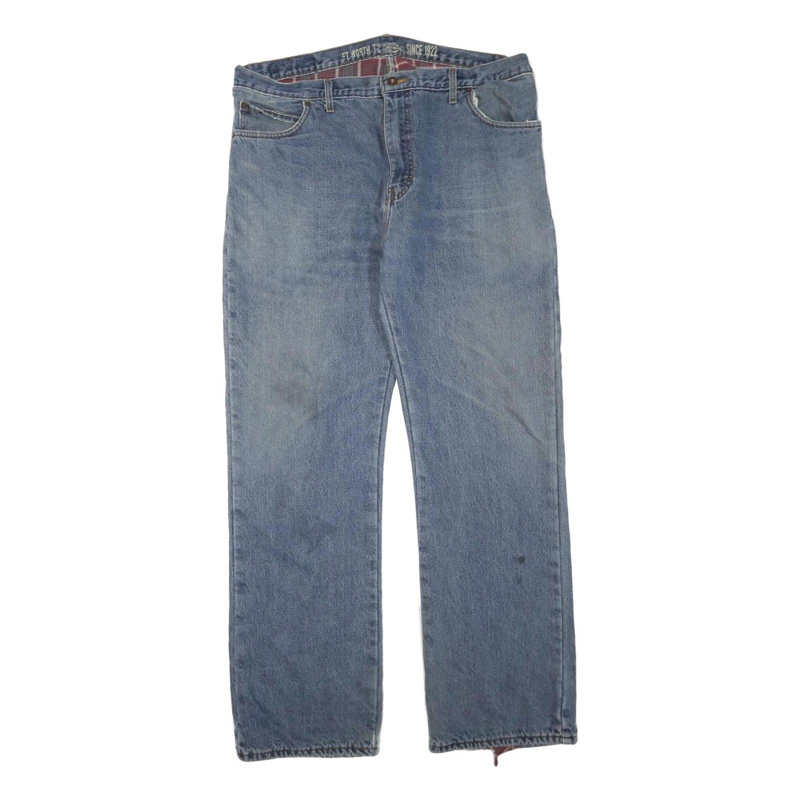 DICKIES Mens Jeans Regular Straight Denim Medium W40 L33 Workwear Zip Closure