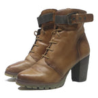 BUGATTI Womens Lace-Up Ankle Boots Brown Leather UK 6 Stylish Comfortable