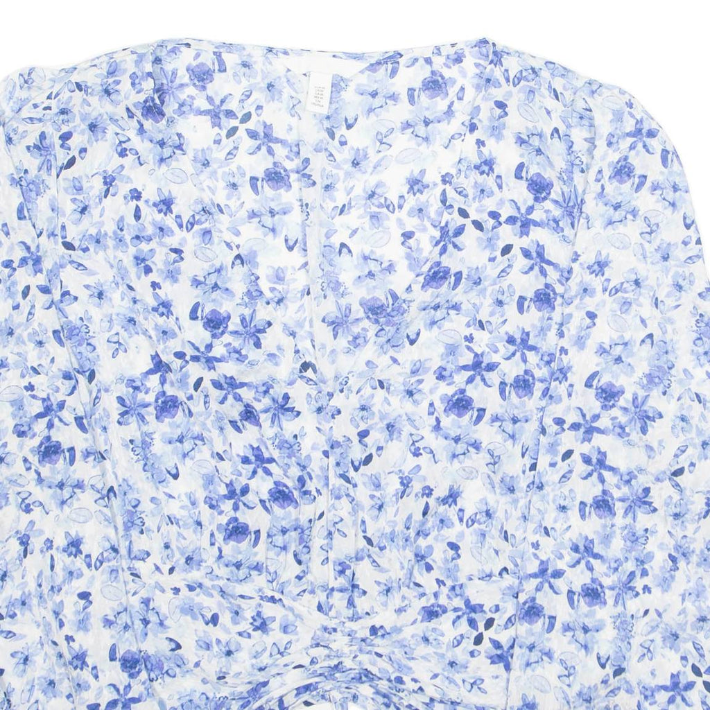 H&M Womens Printed Blouse Blue Long Sleeve Floral M