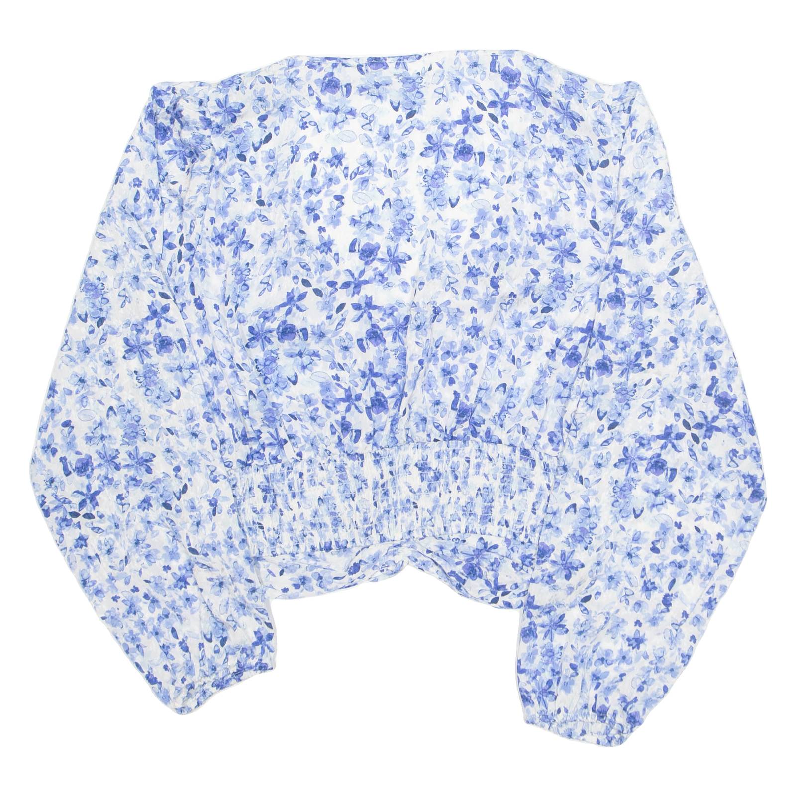 H&M Womens Printed Blouse Blue Long Sleeve Floral M