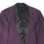 Mens Purple & Black Satin Collar Button Jacket M Polyester Blend Tailored Formal