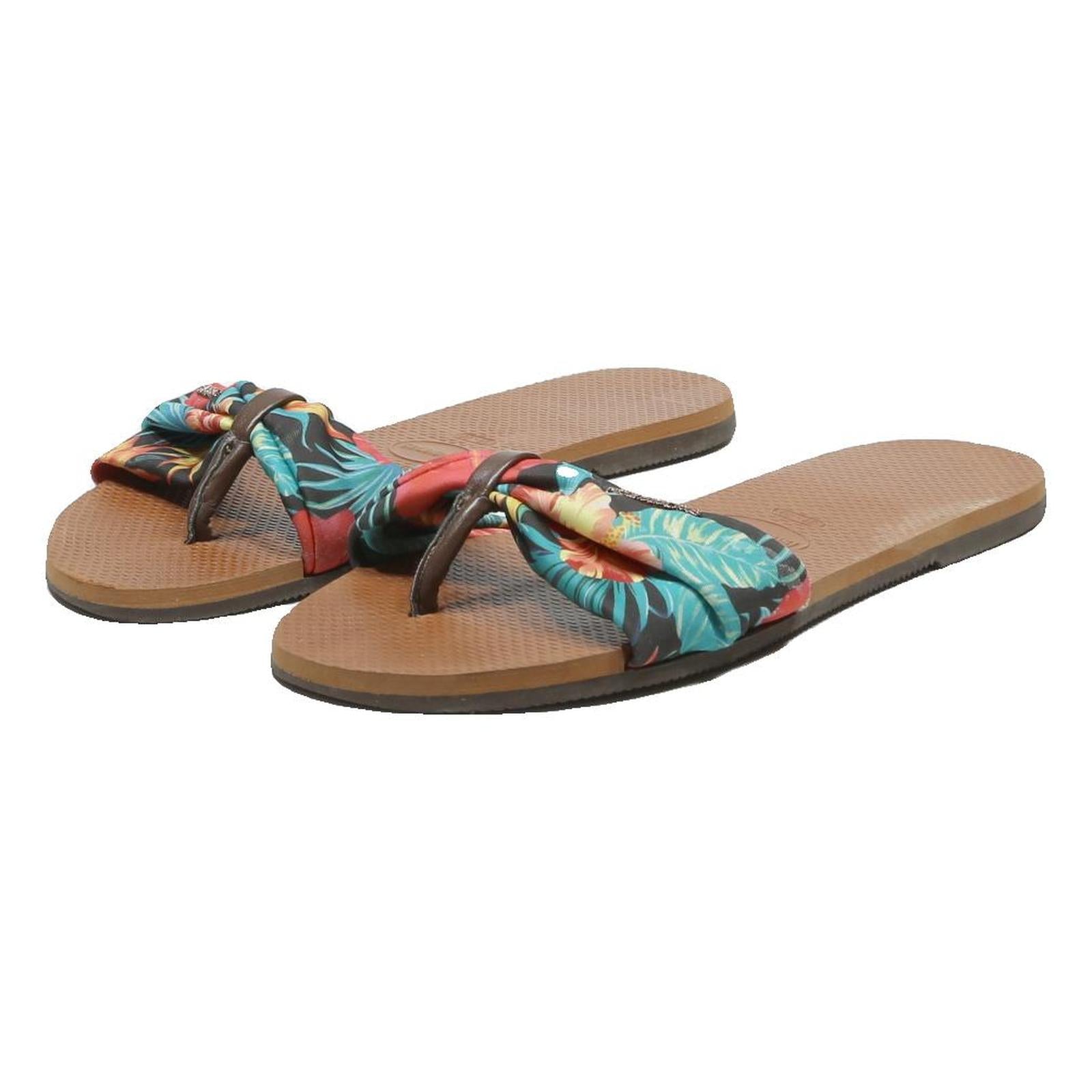 HAVAIANAS Tropical Print Womens Flat Sandals Synthetic UK 6.5 Summer Beachwear