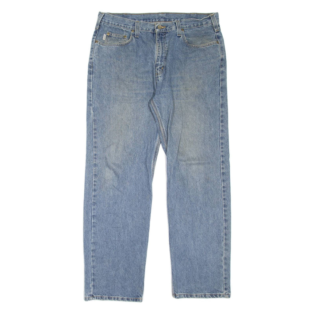 CARHARTT Workwear Mens Jeans Blue Regular Straight Stone Wash W36 L31