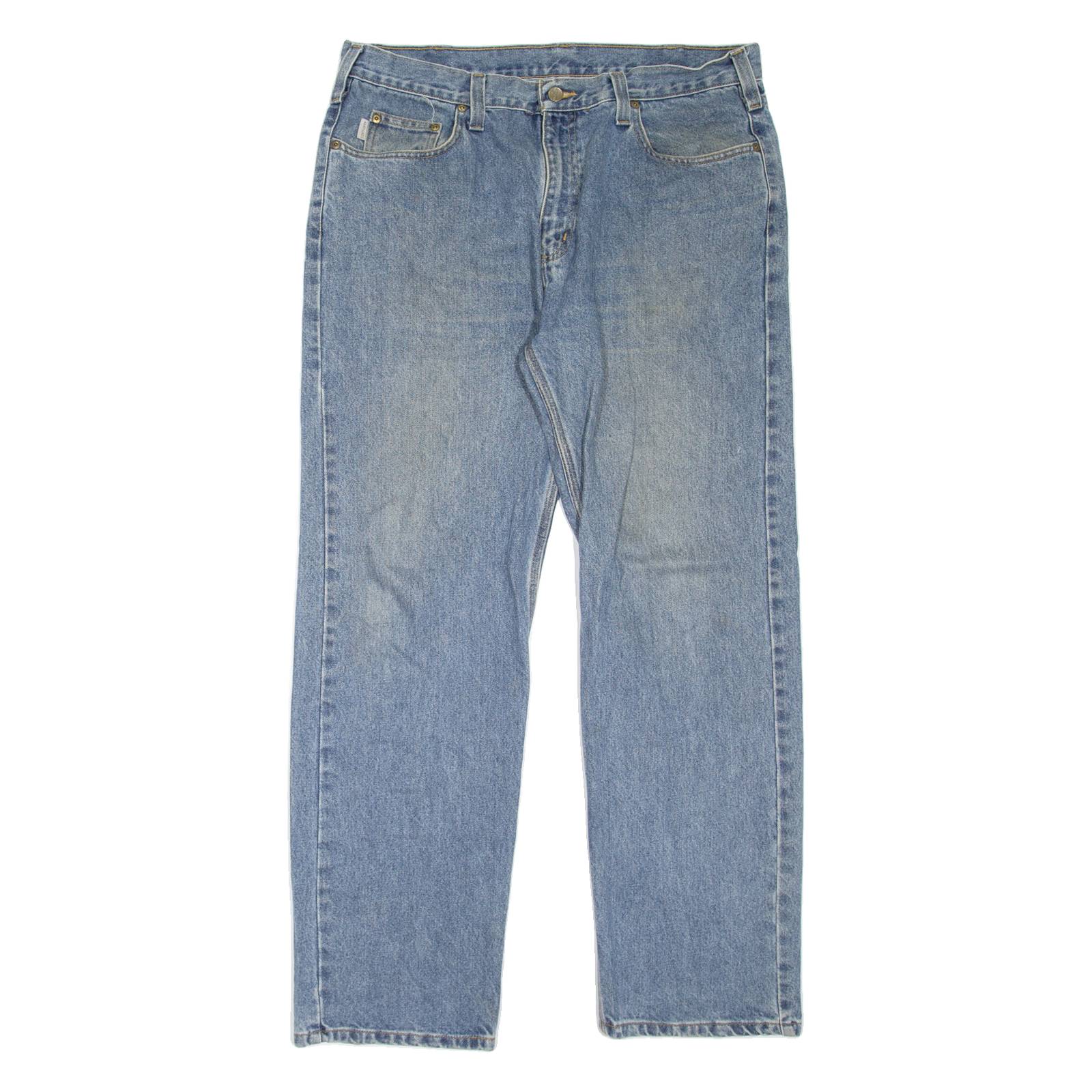 CARHARTT Workwear Mens Jeans Blue Regular Straight Stone Wash W36 L31