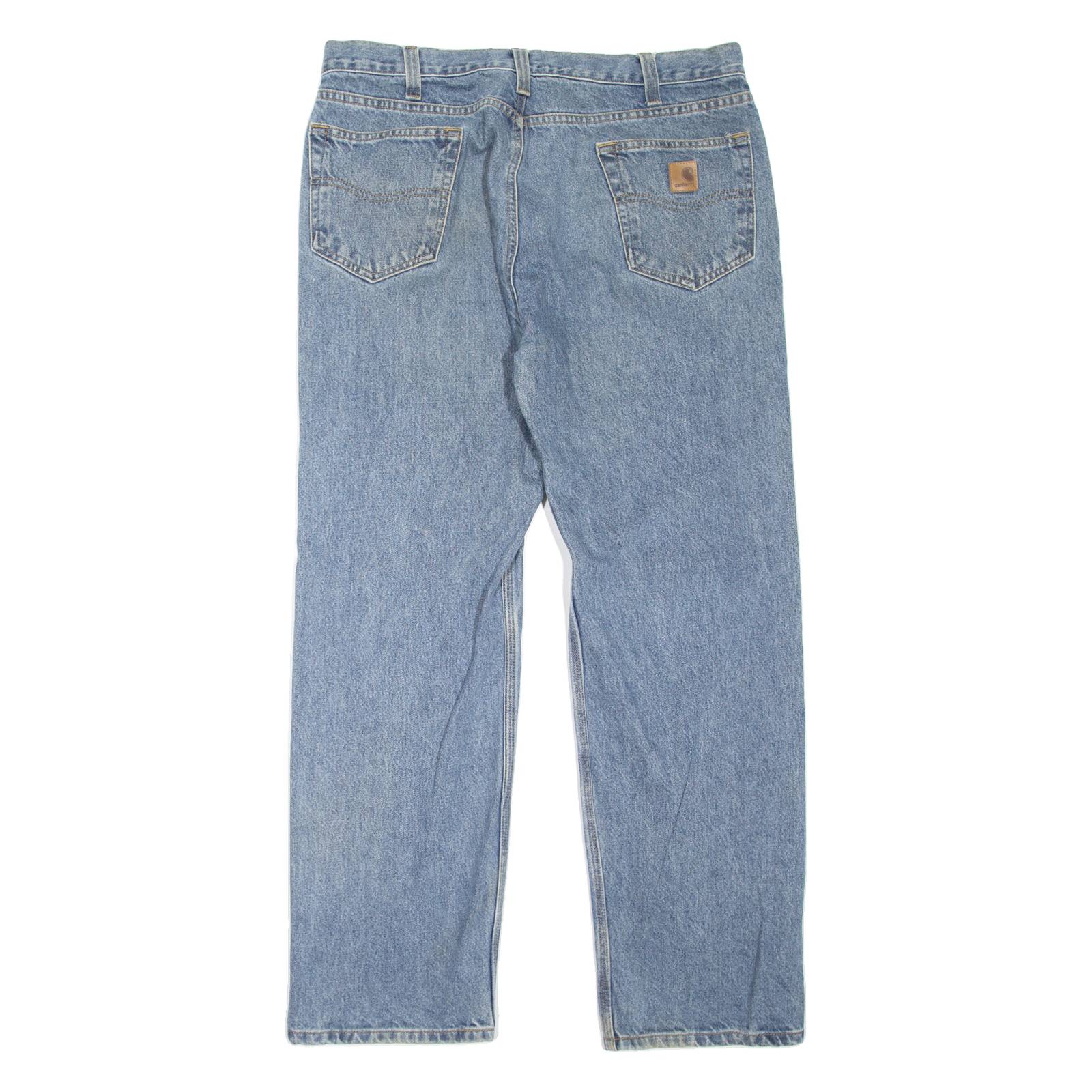 CARHARTT Workwear Mens Jeans Blue Regular Straight Stone Wash W36 L31