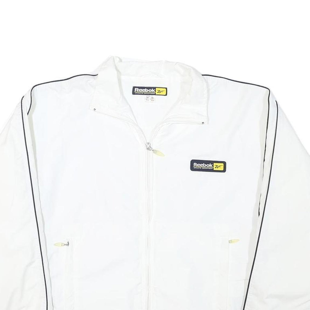 REEBOK Womens White Zip Jacket M Polyester Blend Plain Lightweight Sportswear