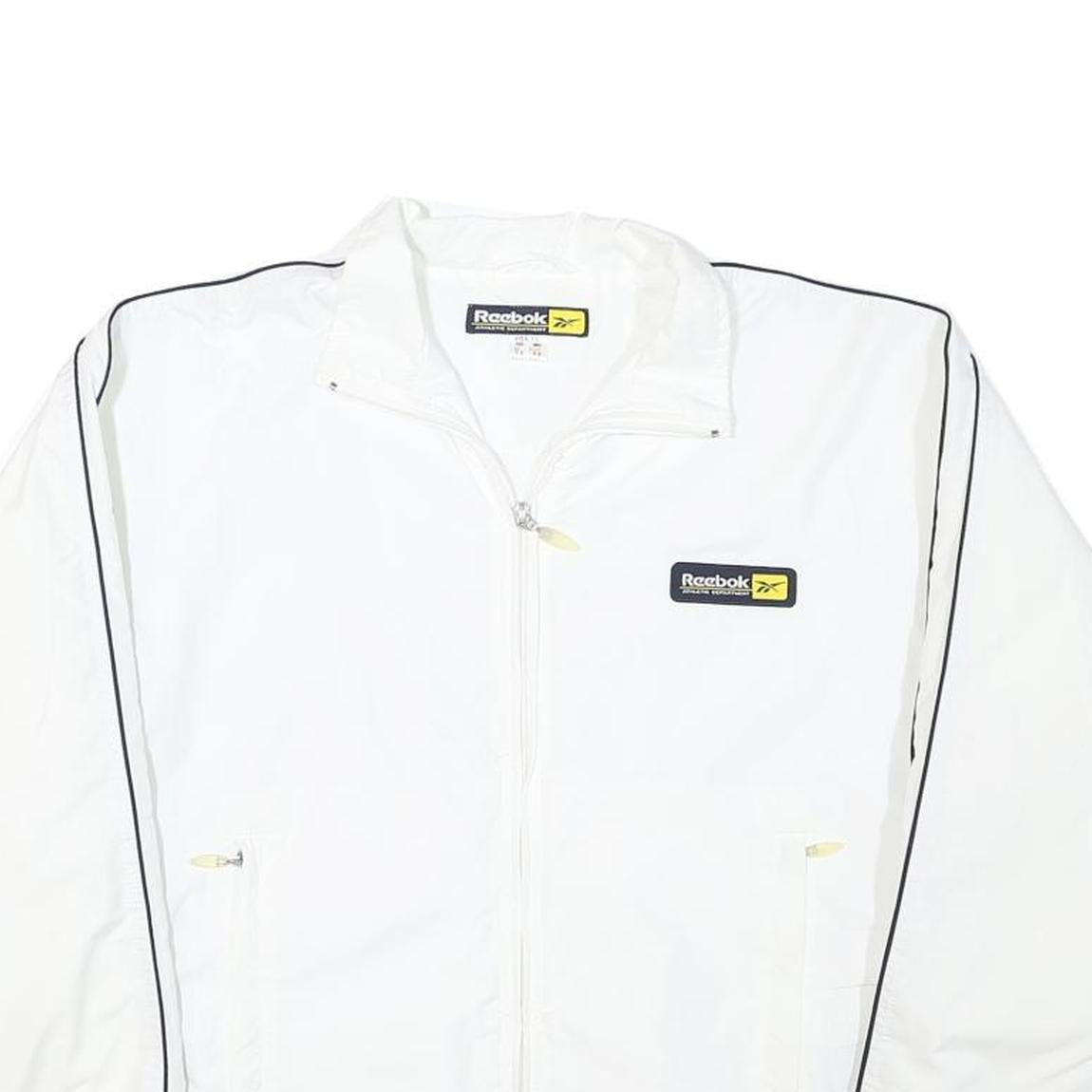 REEBOK Womens White Zip Jacket M Polyester Blend Plain Lightweight Sportswear