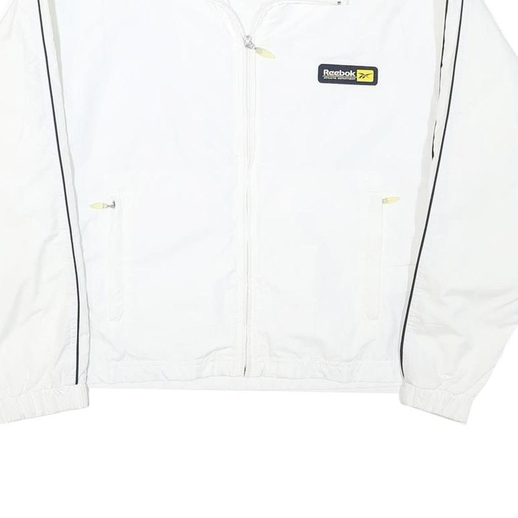 REEBOK Womens White Zip Jacket M Polyester Blend Plain Lightweight Sportswear