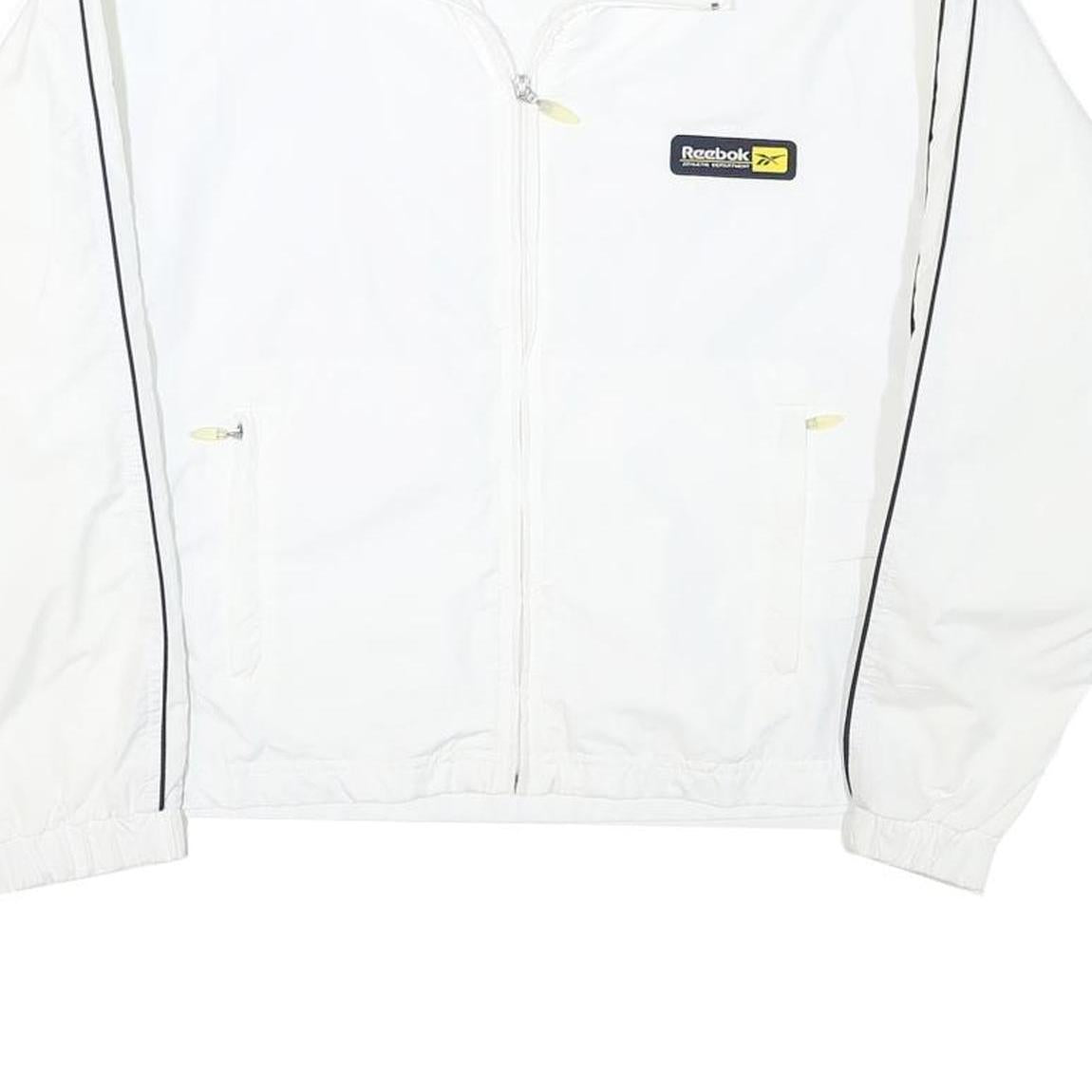 REEBOK Womens White Zip Jacket M Polyester Blend Plain Lightweight Sportswear