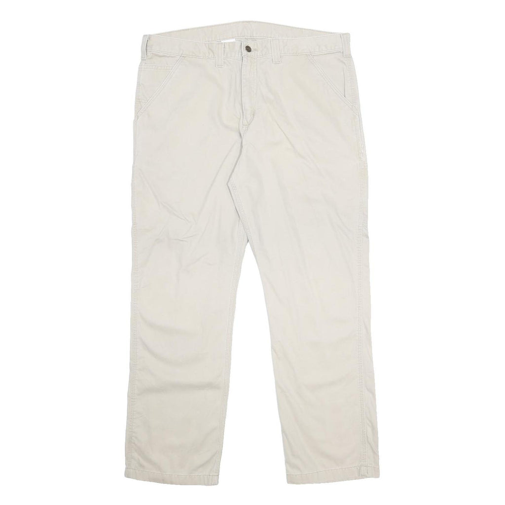 CARHARTT Mens Cotton Twill Beige Relaxed Straight Trousers W40 L32 Workwear
