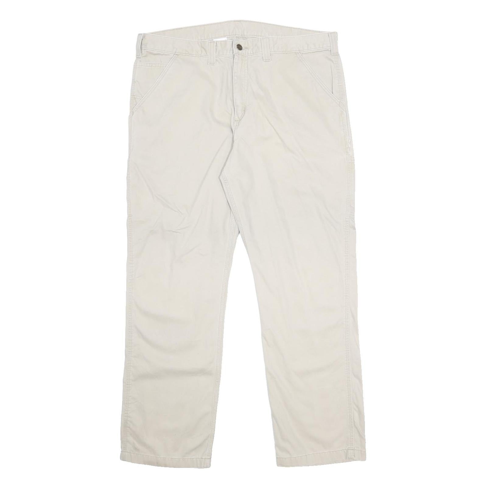CARHARTT Mens Cotton Twill Beige Relaxed Straight Trousers W40 L32 Workwear