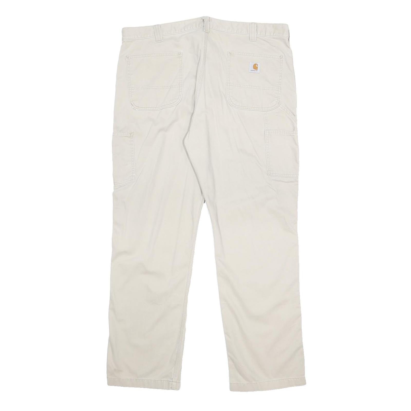 CARHARTT Mens Cotton Twill Beige Relaxed Straight Trousers W40 L32 Workwear