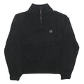 CHAPS Mens Black Plain Pullover Jumper Crew Neck Basic Knit M Cotton Blend