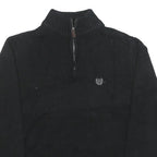 CHAPS Mens Black Plain Pullover Jumper Crew Neck Basic Knit M Cotton Blend