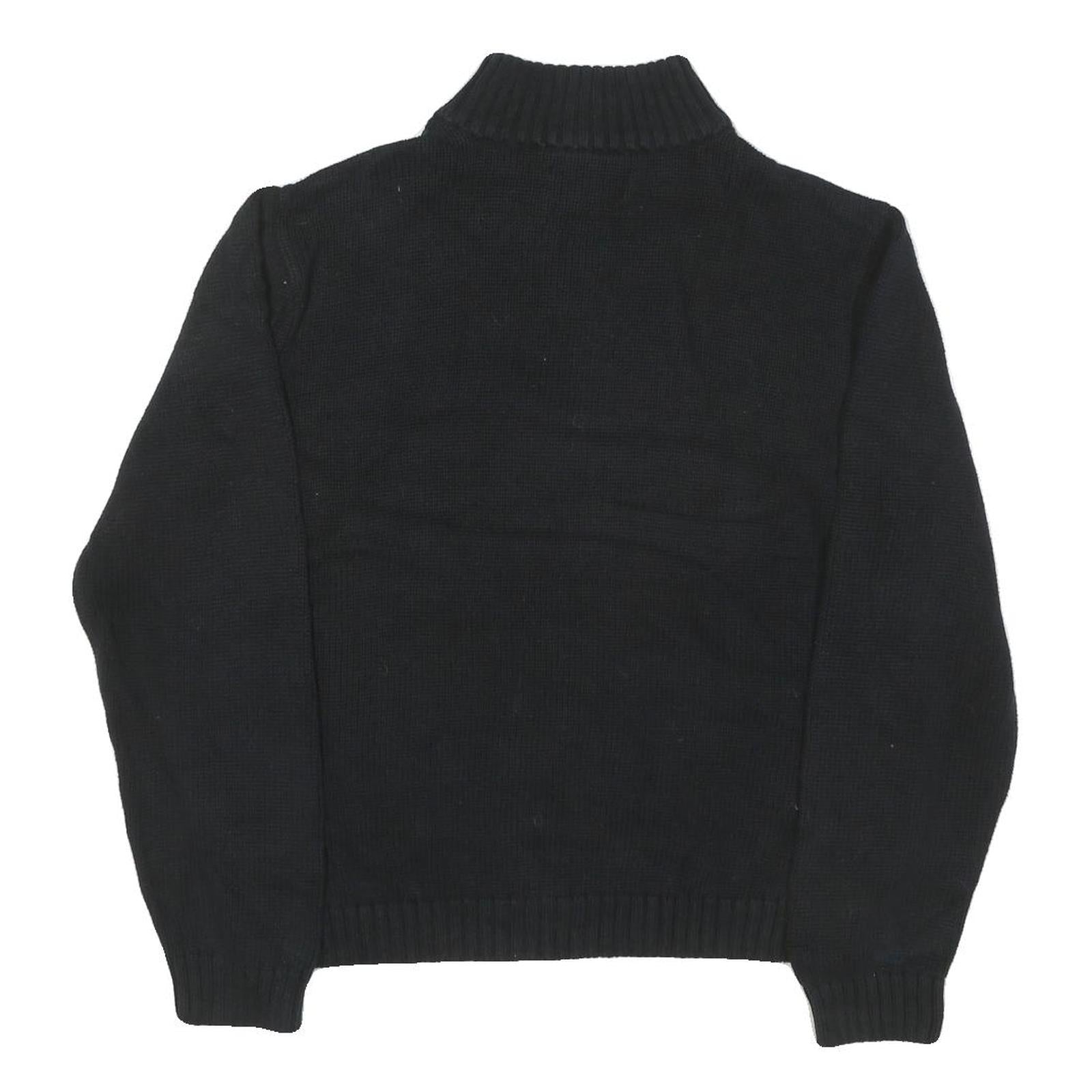 CHAPS Mens Black Plain Pullover Jumper Crew Neck Basic Knit M Cotton Blend