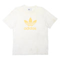 ADIDAS ORIGINALS Mens White & Yellow Logo Classic T-Shirt M Short Sleeve Crew