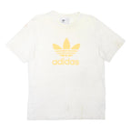 ADIDAS ORIGINALS Mens White & Yellow Logo Classic T-Shirt M Short Sleeve Crew
