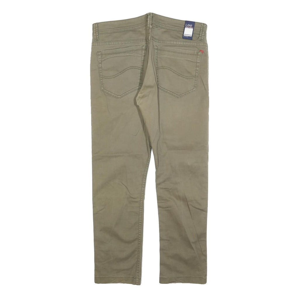 LEE Mens Slim Beige Cotton Blend Trousers W34 L27 Zip Closure Stylish