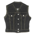 JACK MORGAN Womens Black Cotton Sleeveless Button Jacket S Denim Vest Stylish