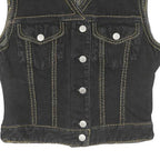 JACK MORGAN Womens Black Cotton Sleeveless Button Jacket S Denim Vest Stylish