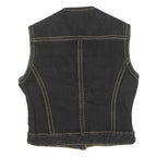 JACK MORGAN Womens Black Cotton Sleeveless Button Jacket S Denim Vest Stylish