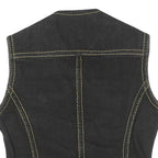 JACK MORGAN Womens Black Cotton Sleeveless Button Jacket S Denim Vest Stylish
