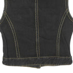 JACK MORGAN Womens Black Cotton Sleeveless Button Jacket S Denim Vest Stylish