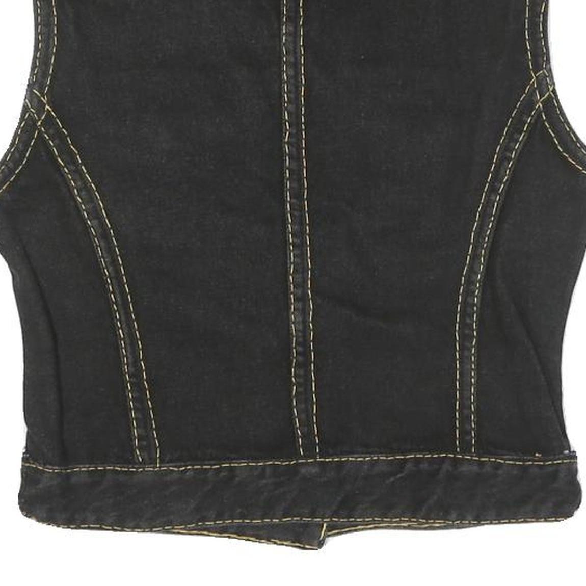 JACK MORGAN Womens Black Cotton Sleeveless Button Jacket S Denim Vest Stylish
