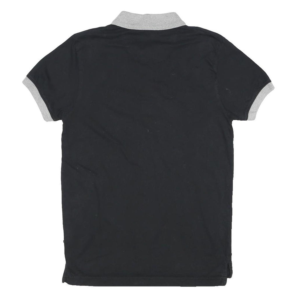 ELLESSE Mens Black & Grey Polo Shirt Short Sleeve Plain XS Cotton Jersey Basic