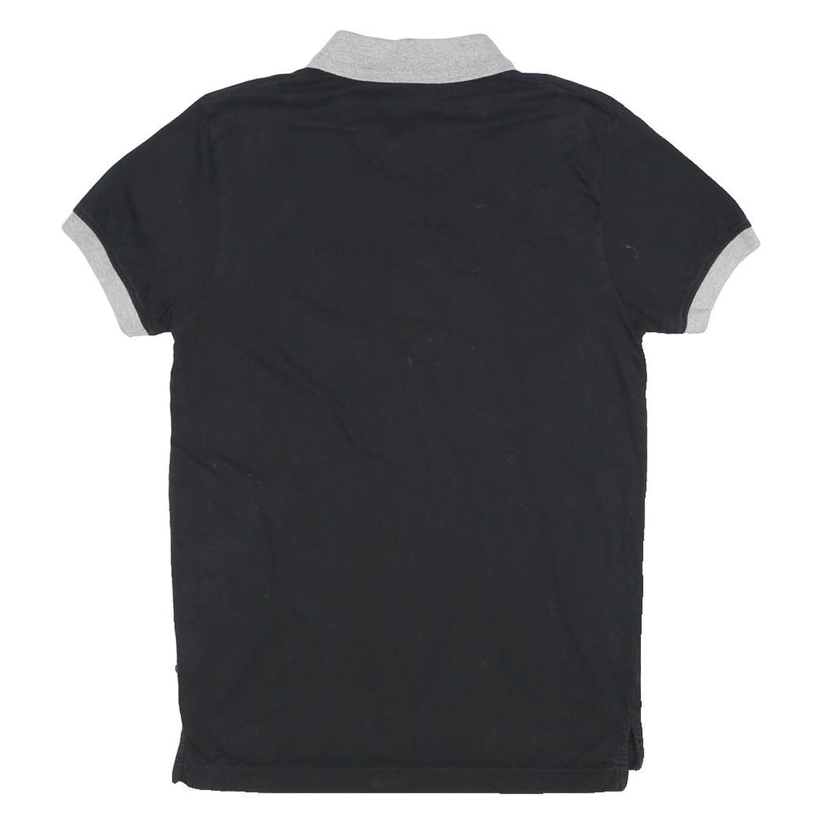 ELLESSE Mens Black & Grey Polo Shirt Short Sleeve Plain XS Cotton Jersey Basic