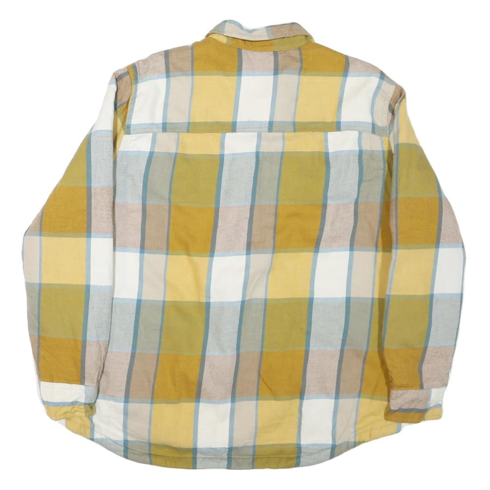 THE NORTH FACE Womens Yellow & Blue Check Shirt XL Cotton Blend Long Sleeve